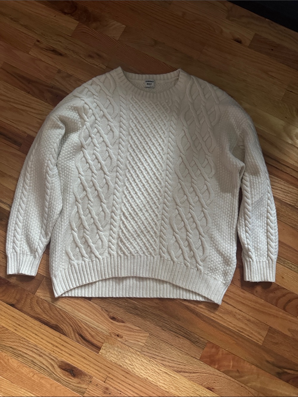 Sunday Best Merino Wool Blend Sweater Size Medium White/Cream - Picture 2 of 9